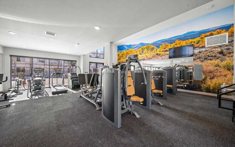 a gym with exercise equipment